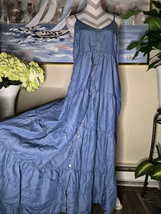 Dreamers Dresses & Skirts - Heros & Dreamers Women's Long Tiered Denim Maxi Dress